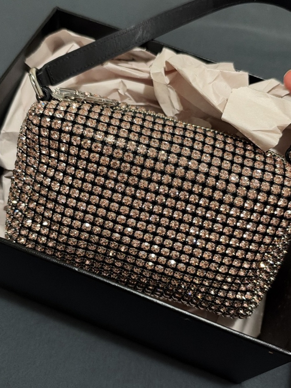 ALEXANDER WANG Heiress Bag Mesh Crystal Rhinestone handbag pouch bag Pink Medium
